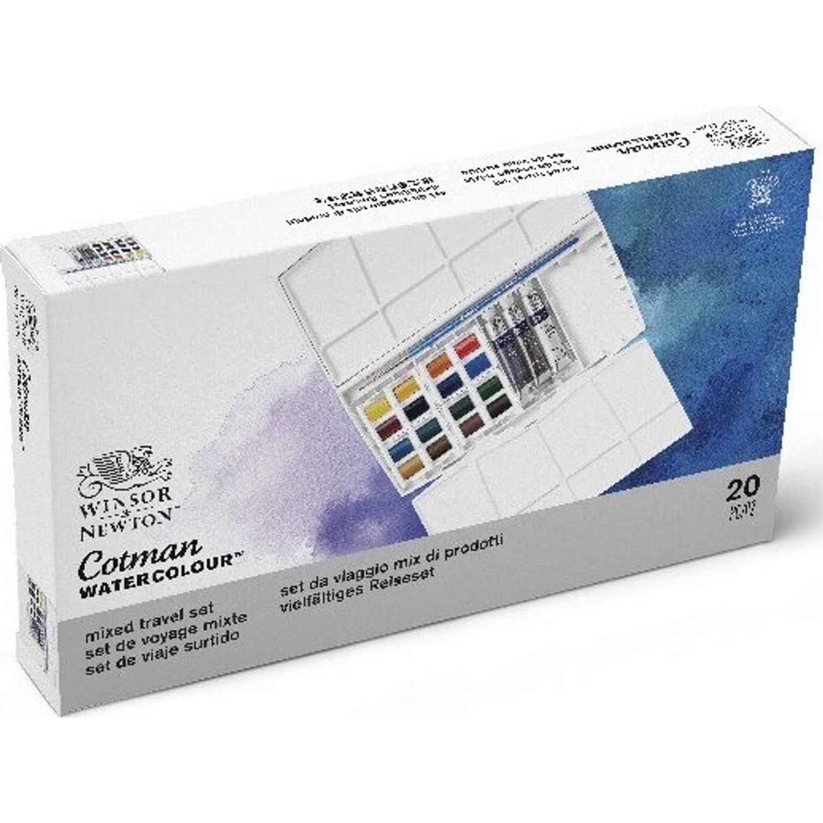 Winsor & Newton - Akvarelfarve Sæt Med 20 Dele - Mixed Travel