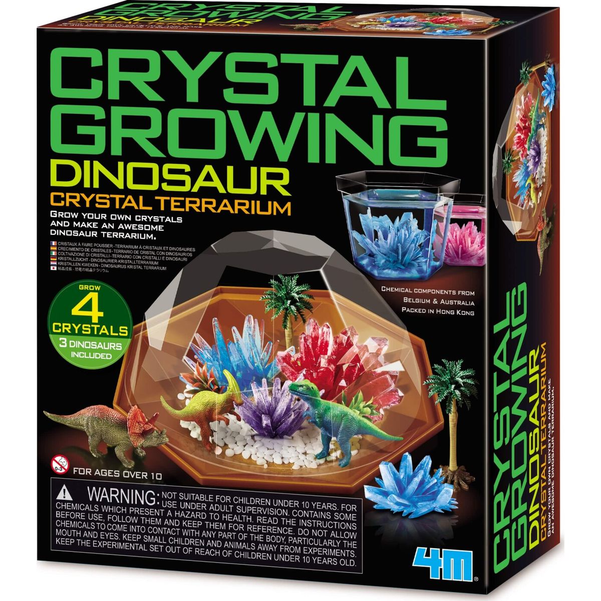 Crystal Growing - Dinosaur Terrarium Sæt Med 3 Dinosaurer