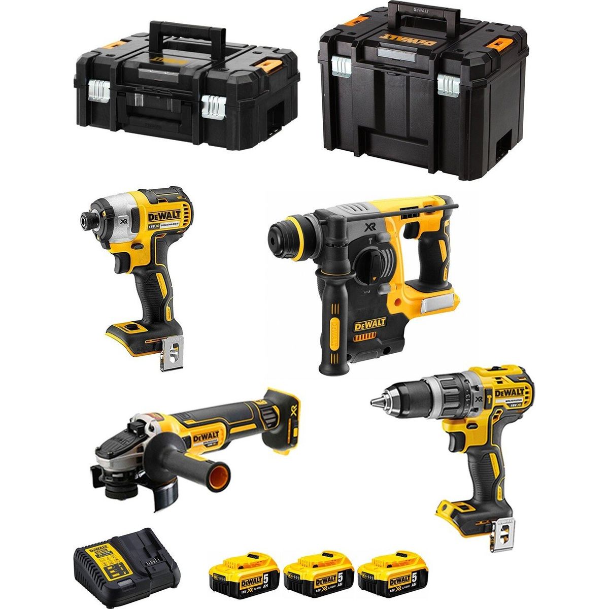 Dewalt Kit Dck422p3t (dcd796 + Dch273 + Dcf887 + Dcg405 + 3 X 5,0 Ah + Dcb115 + Tstak Ii + Tstak Vi)