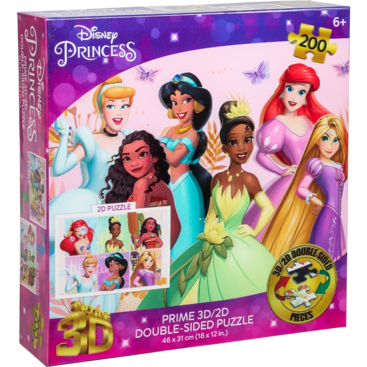 Disney Princess - 3d Puslespil - Dobbeltsidet - 200 Brikker