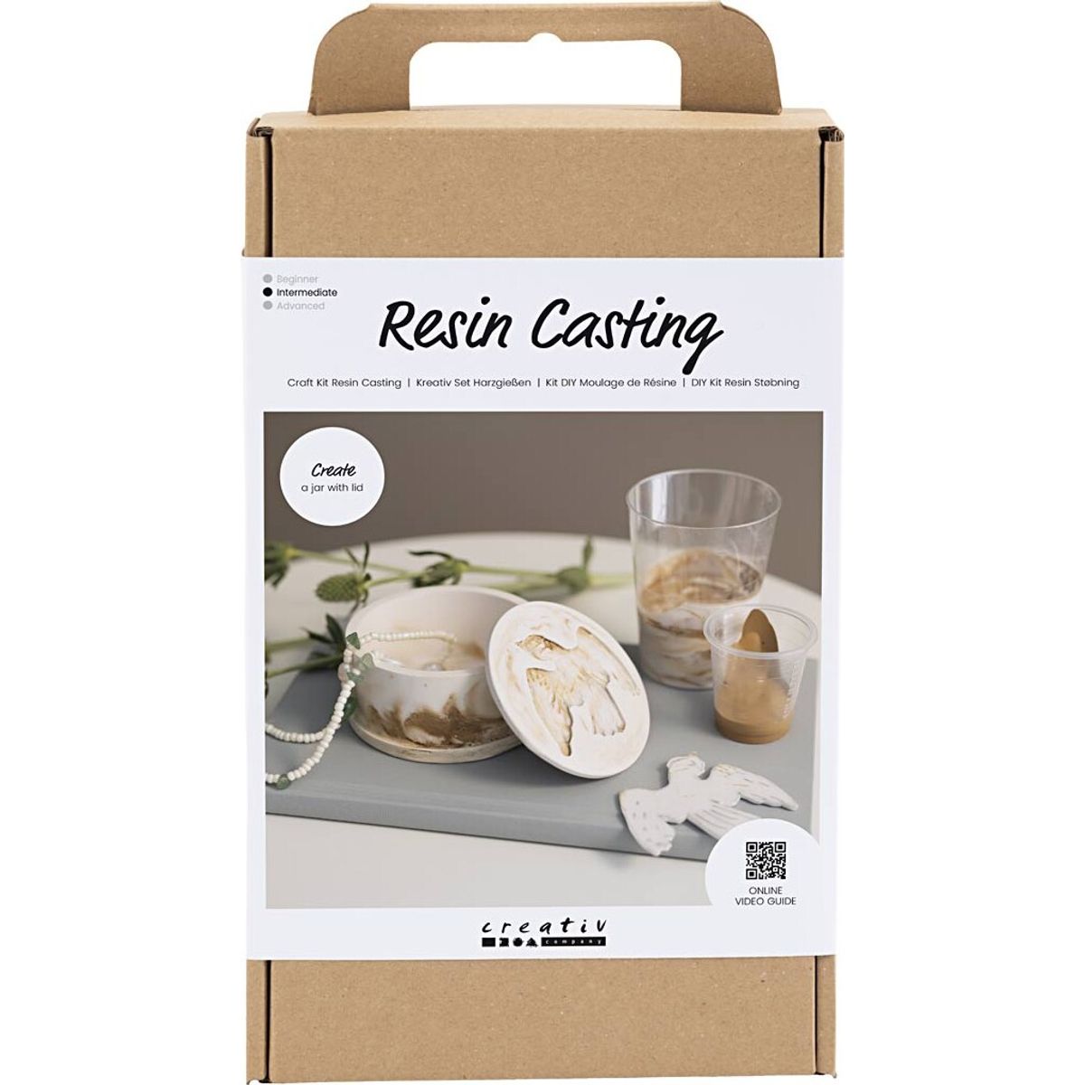 Diy Kit Resin Støbning - Krukke Med Låg - Beige - Off White