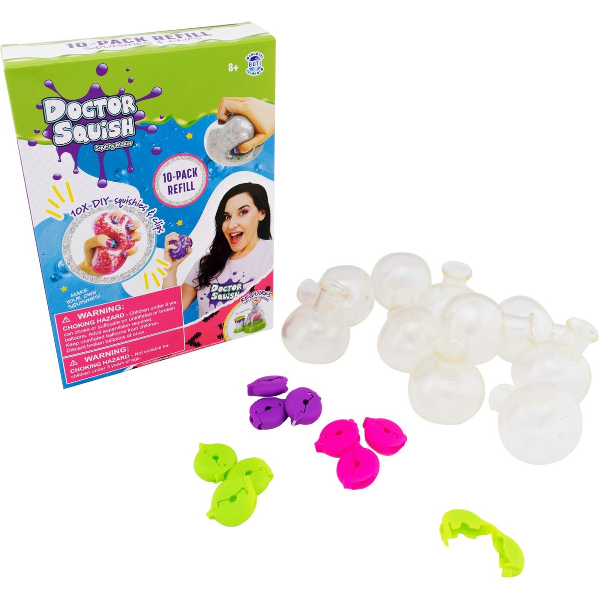 Doctor Squish - Squishy Maker Refill Pakke - 10 Balloner Og Klips