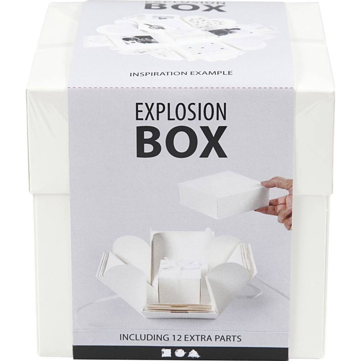 Explosion Box - Str. 7x7x7,5+12x12x12 Cm - Råhvid - 1 Stk.