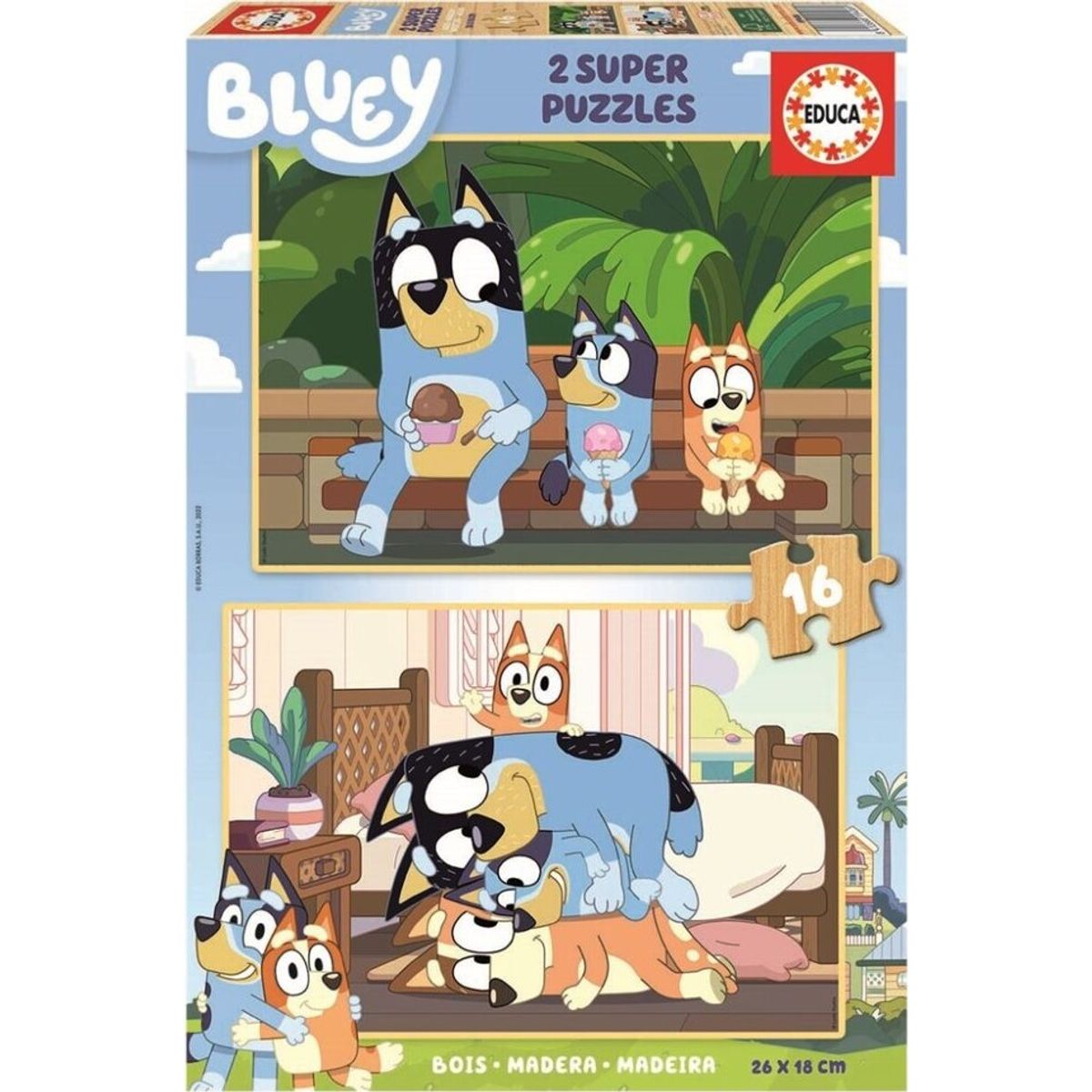 Bluey Puslespil - 2x16 Brikker - Educa