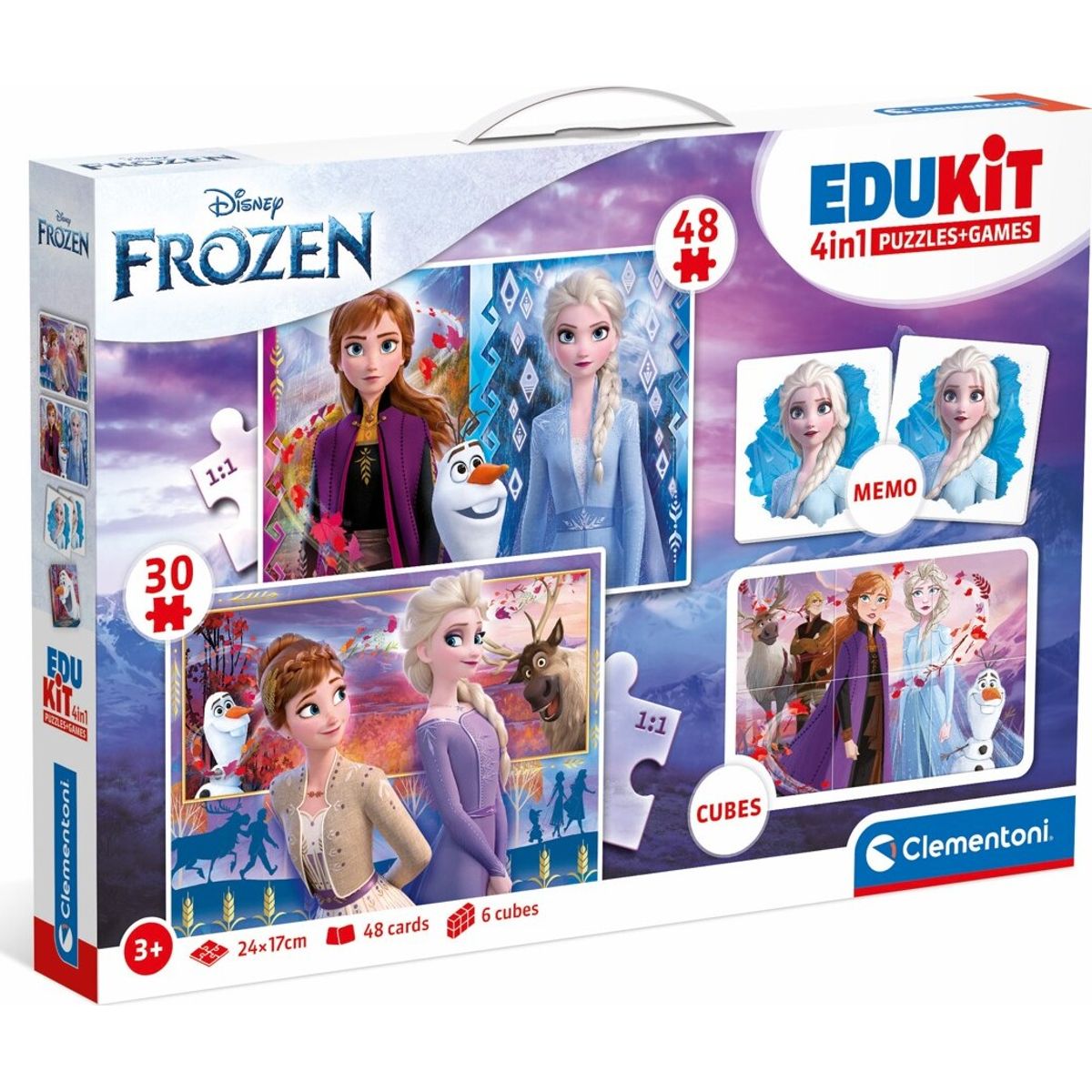 Frost Puslespil Og Vendespil - Disney - Edukit 4-i-1 - Clementoni - 3 år