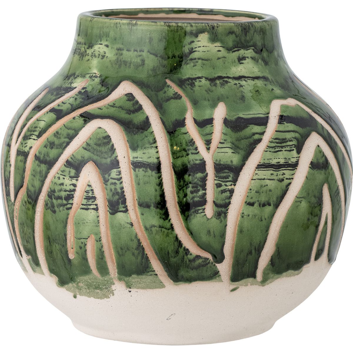 Creative Collection - Eliya Vase - Grøn - Stentøj - H 21 Cm