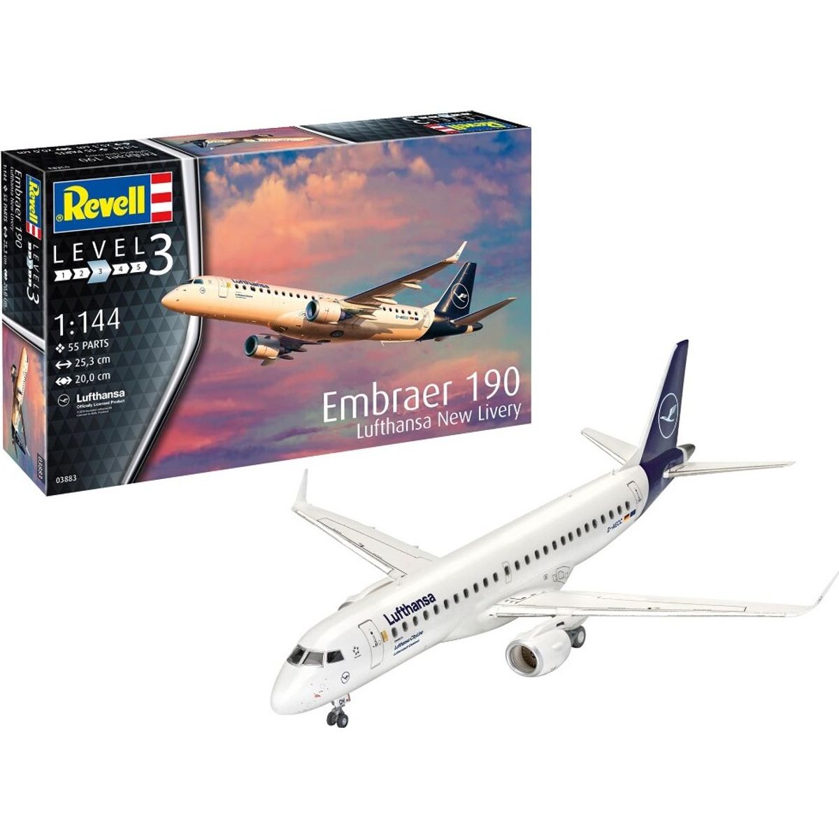 Revell - Embraer 190 Fly Byggesæt - 1:144 - Level 3 - 03883