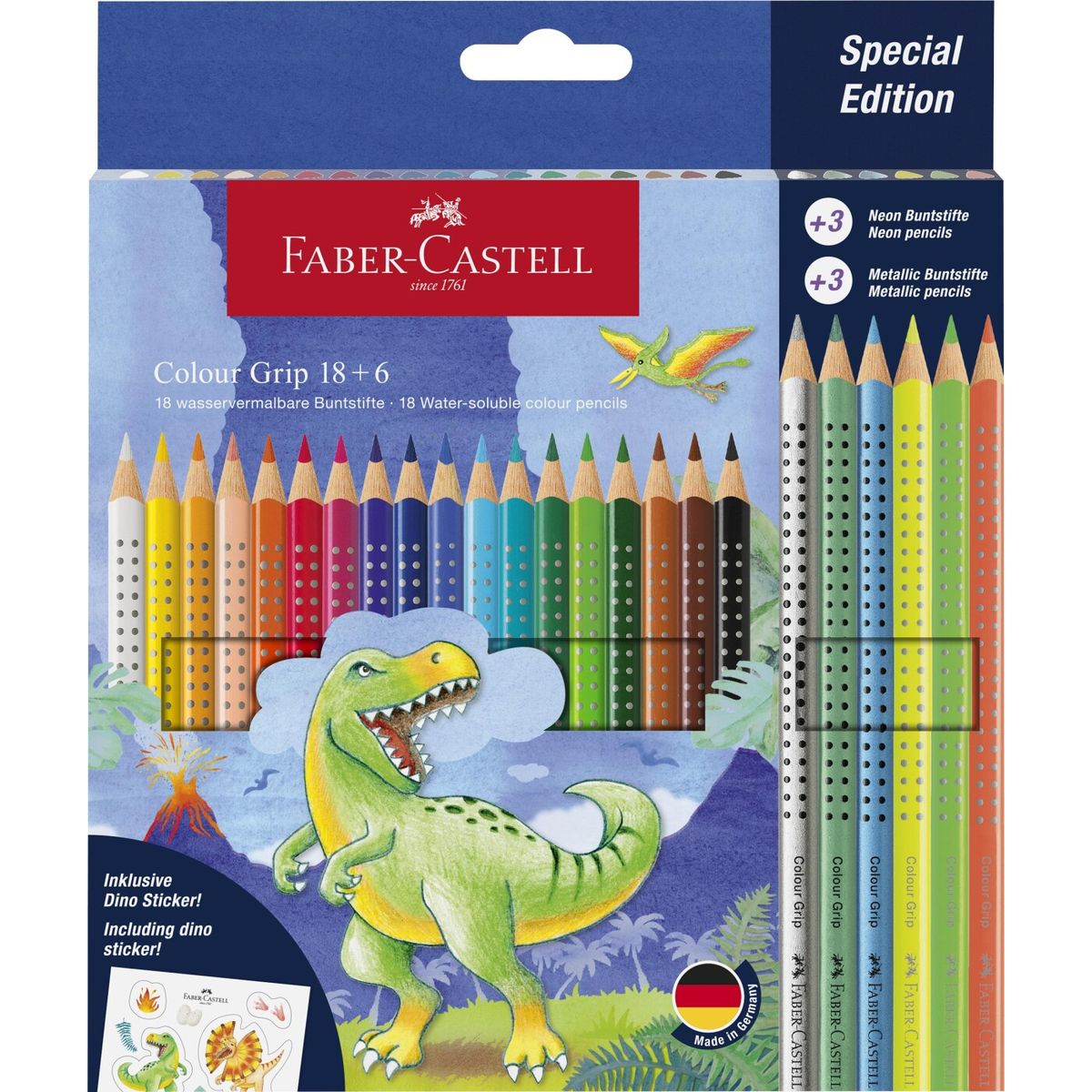 Faber-castell - Colour Grip Farveblyanter - Dinosaur - 24 Farver