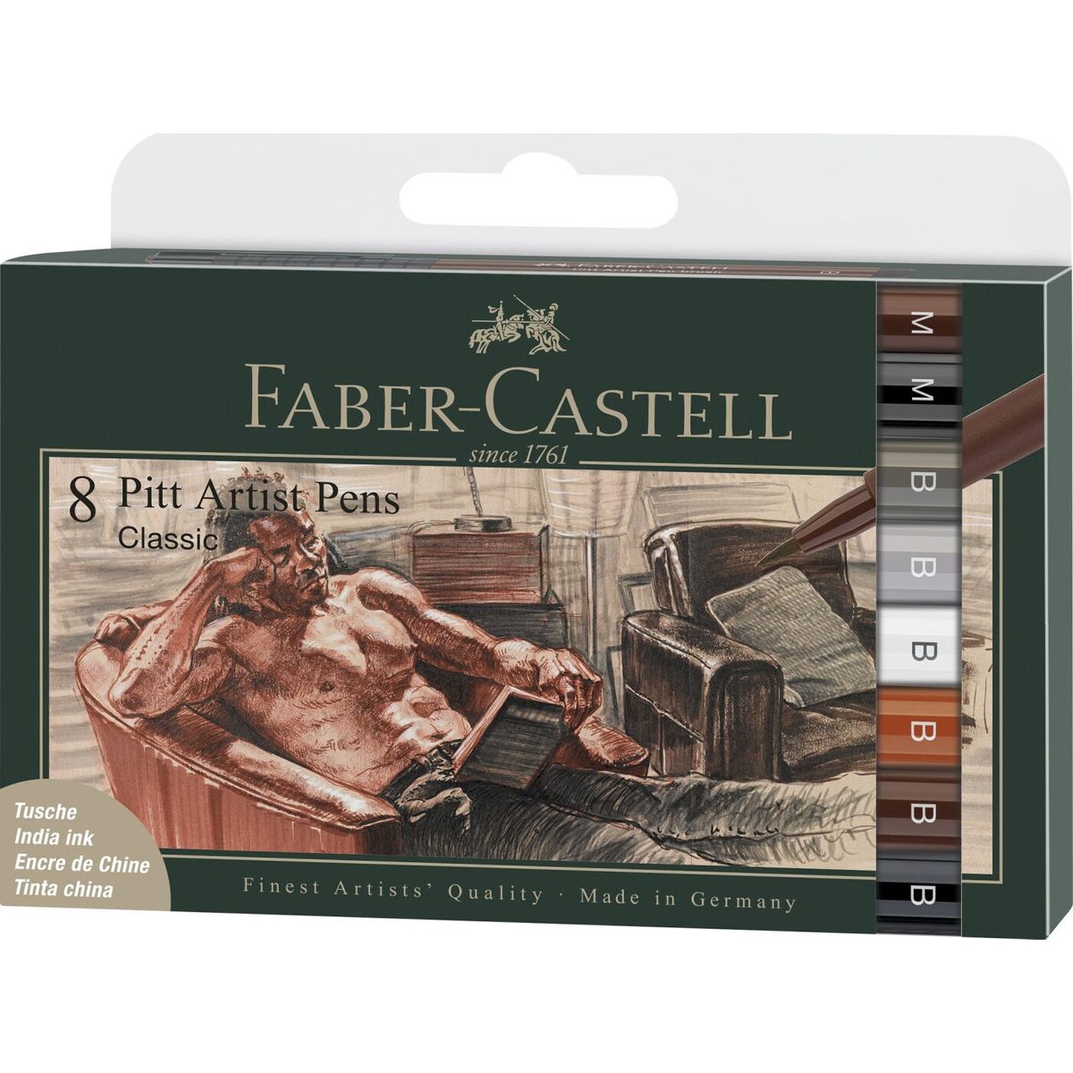 Faber-castell - Pitt Artist Pens India Ink Tusser - Classic - 8 Stk