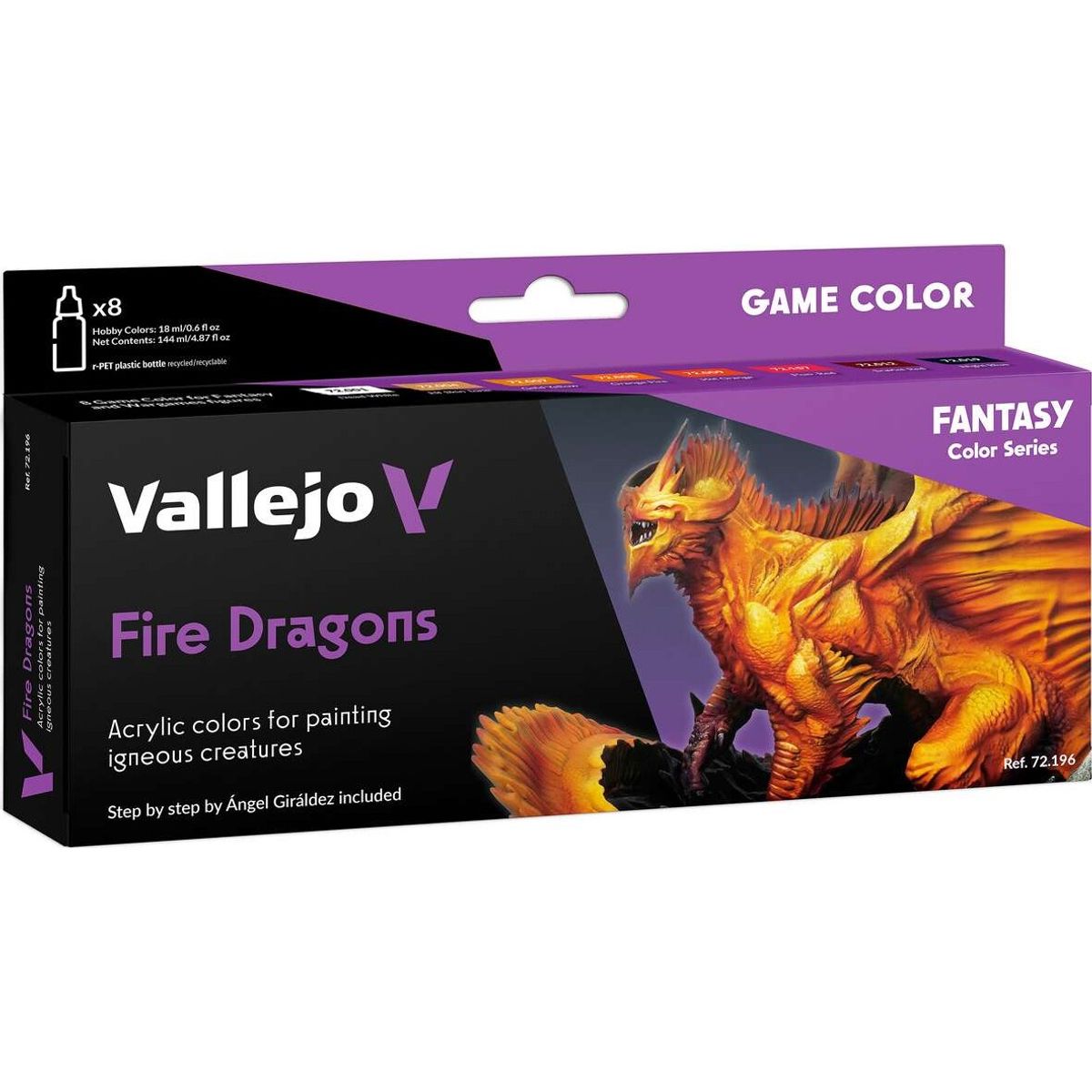 Vallejo - Game Color Maling Sæt - Fire Dragons - Fantasy - 8x18 Ml