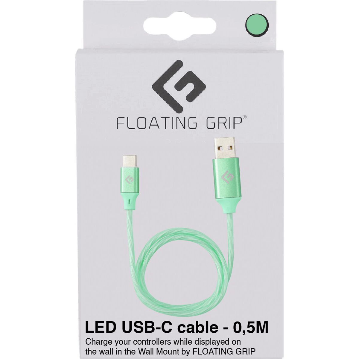 Floating Grip - Led Usb-c Kabel - 0,5 Meter - Grøn