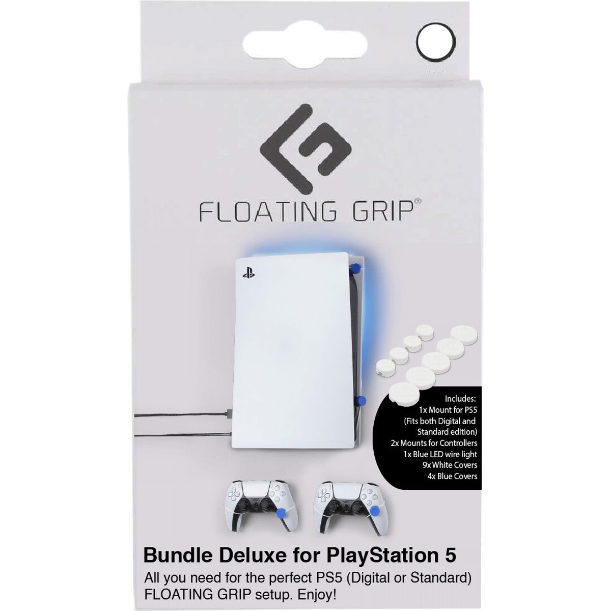 Floating Grip - Ps5 Wall Mount Sæt Inkl. Silikone Covers - Hvid