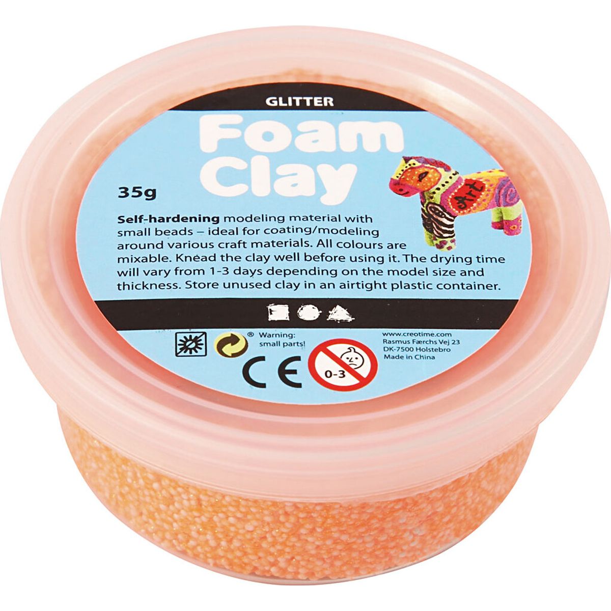 Glitter Foam Clay - Orange - Modellervoks - 35 G