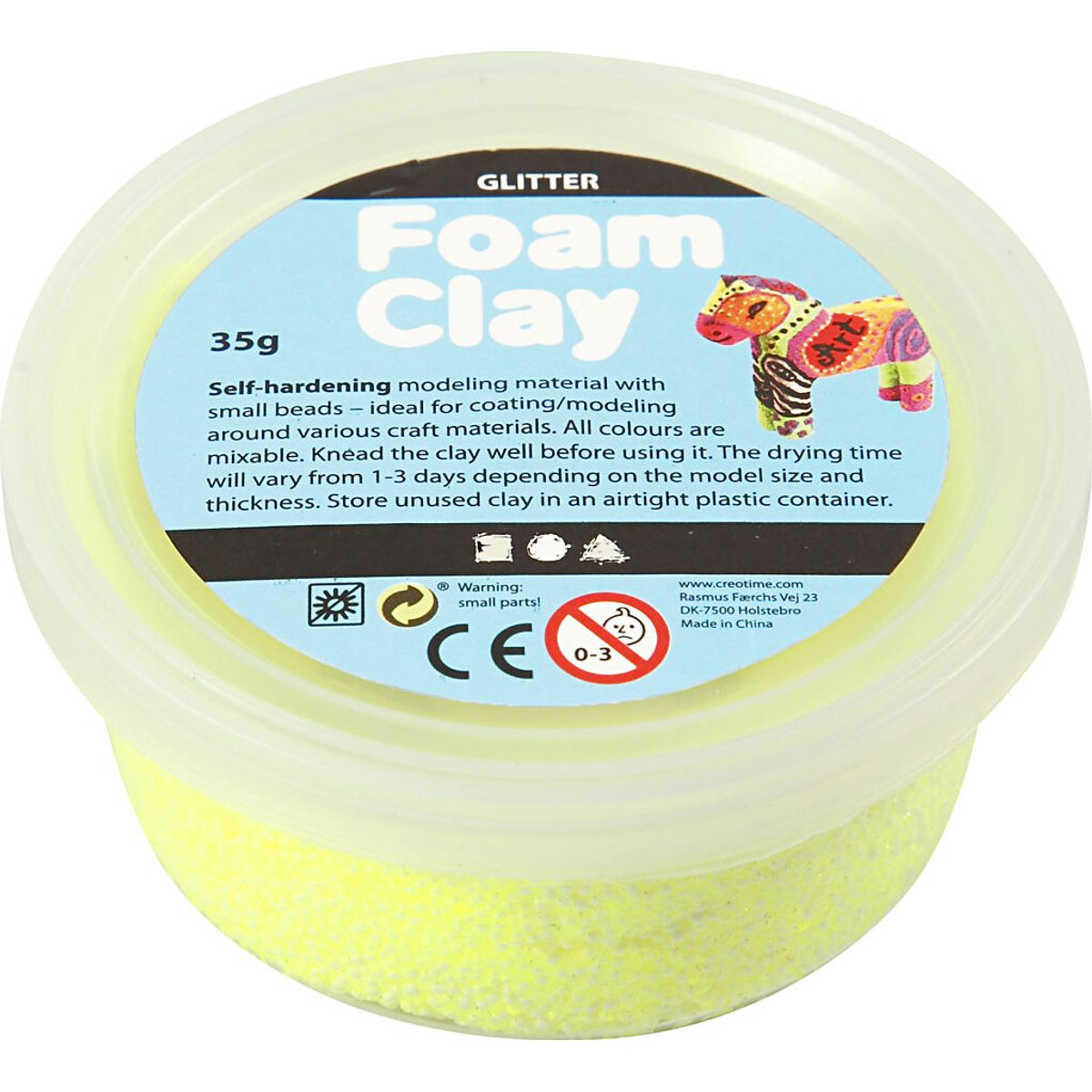 Glitter Foam Clay - Gul - Modellervoks - 35 G