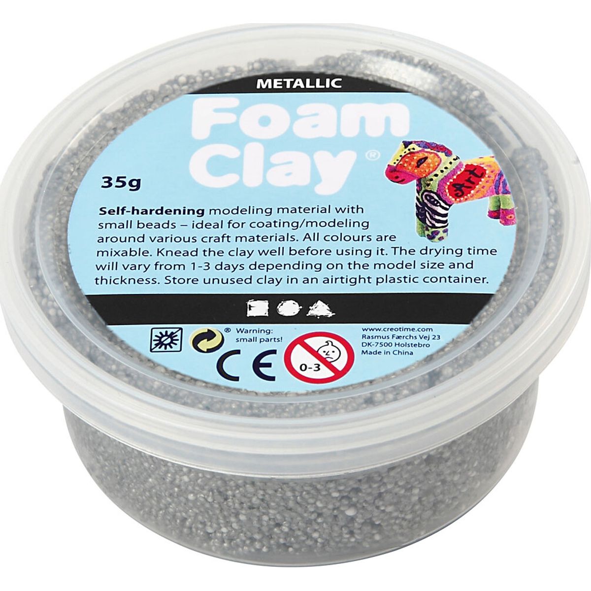 Foam Clay - Metallic - Sølv - Modellervoks - 35 G