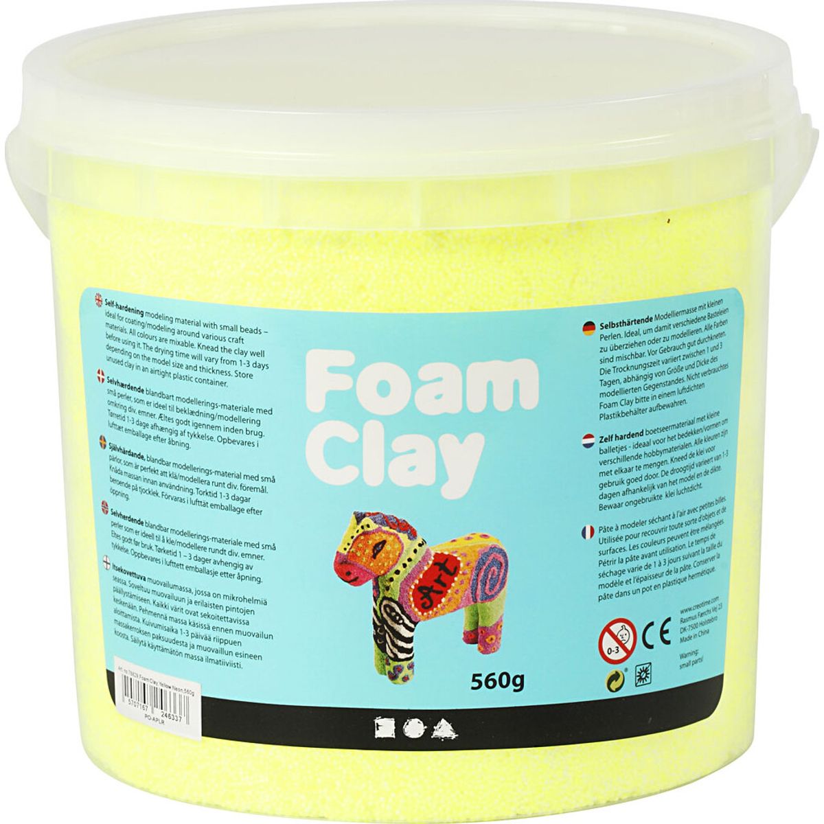 Foam Clay - Neon Gul - Modellervoks I Spand - 560 G