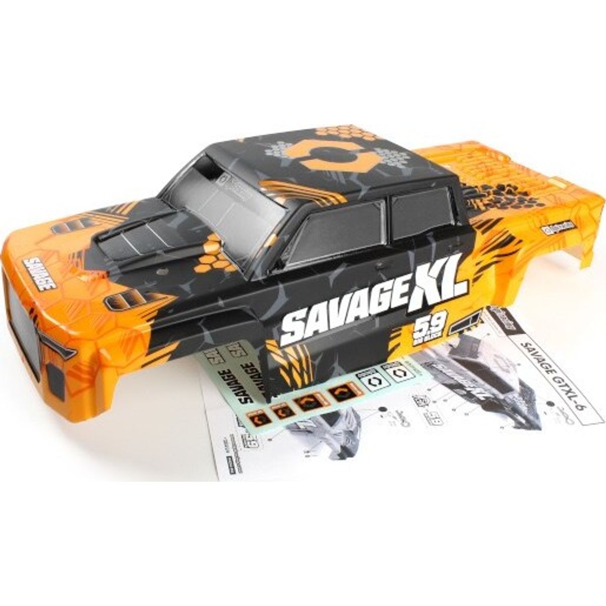 Gtxl-6 Kingcab Painted Truck Body (orange/black) - Hp160107 - Hpi Racing