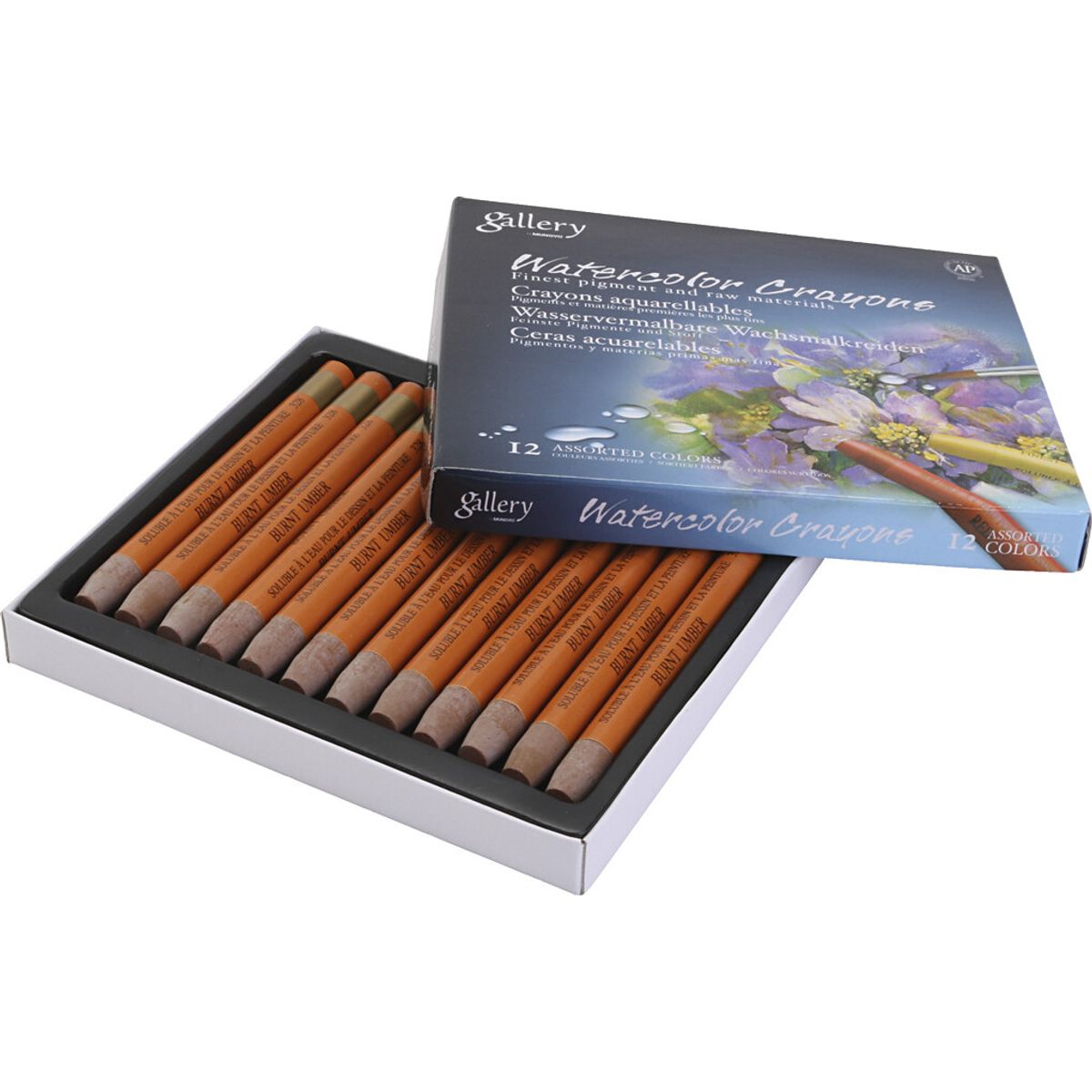 Gallery - Watercolor Crayons - Farvekridt - Brændt Umber - 12 Stk.