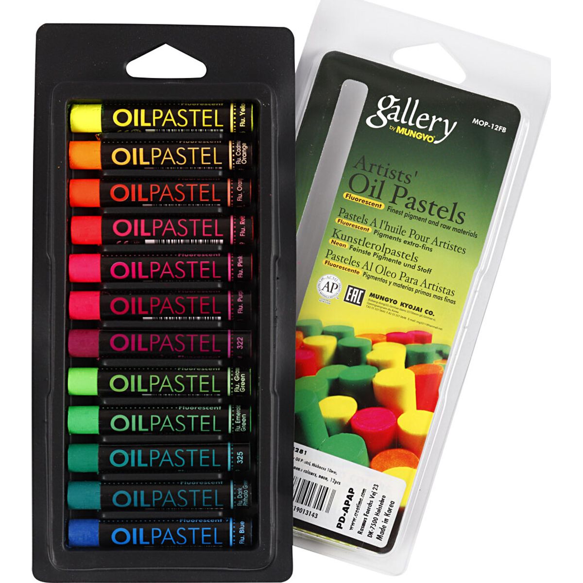 Gallery Oliepastel - L 7 Cm - Tykkelse 11 Mm - Neonfarver - 12 Stk.