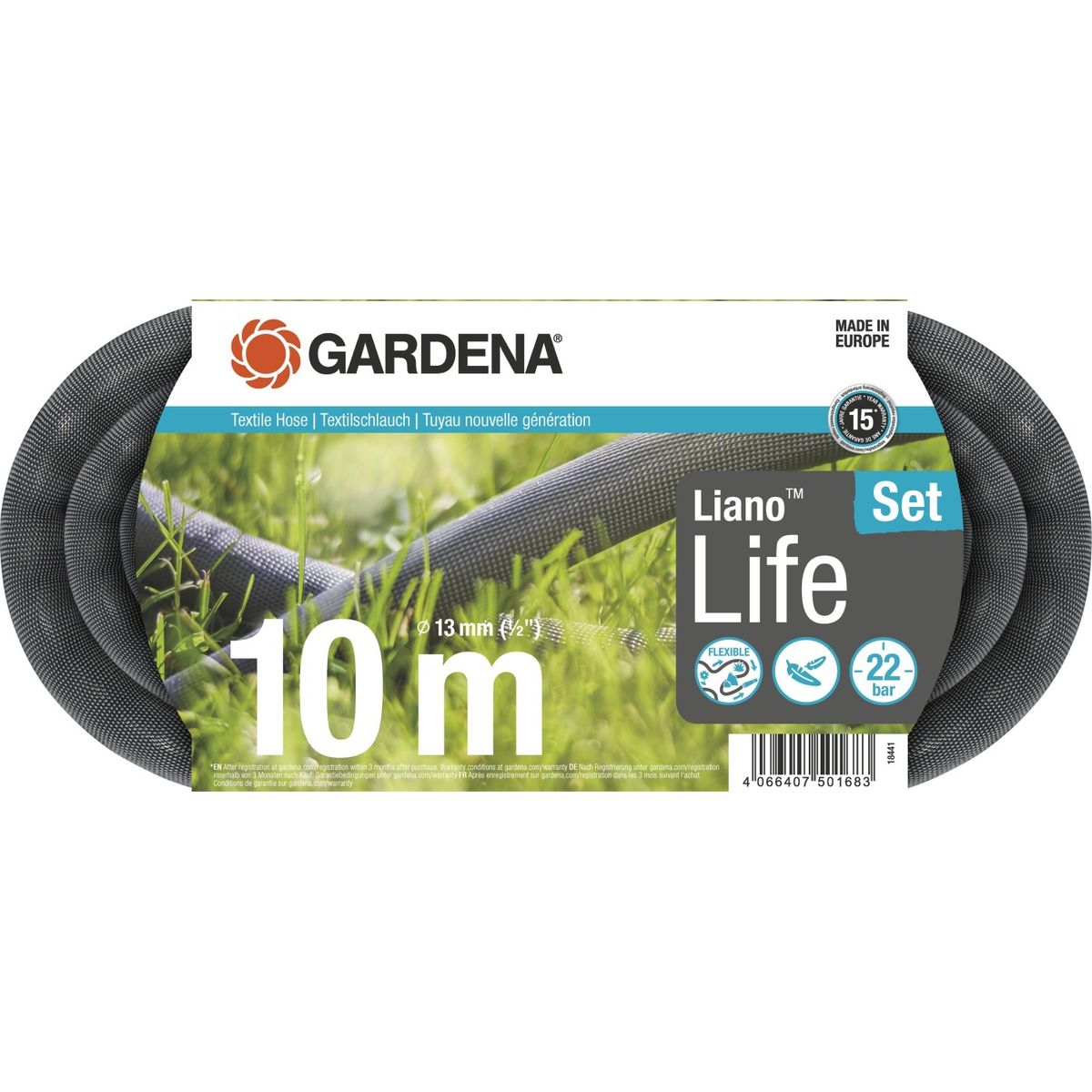 Gardena - Liano Life 10 Mtr Sæt - 13 Mm (1/2), 10 M