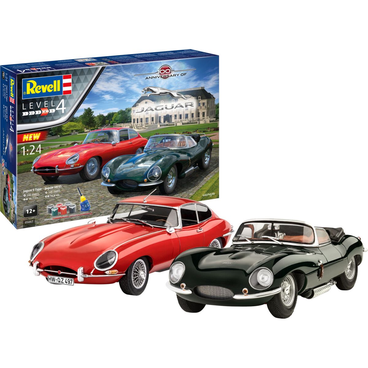 Revell - Jaguar 100th E-type & Xkss - 1:24 - Level 4 - 05667