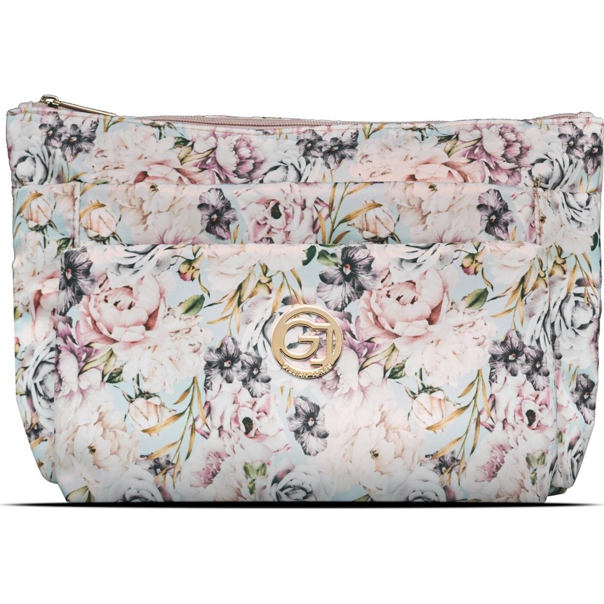 Gillian Jones - Toilettaske Med 3 Rum - Blomstret - Rosa