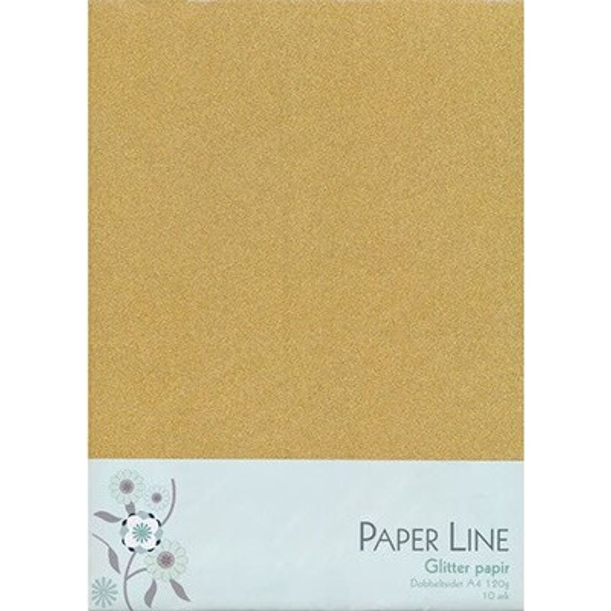 Glitter Papir Dobbelt A4 120g, 10stk Pakke Guld - Paper Line