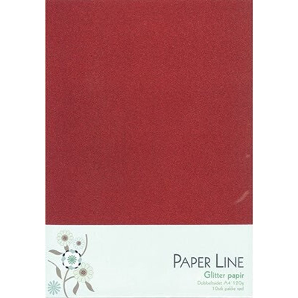 Glitter Papir Dobbelt A4 120g, 10stk Pakke Rød - Paper Line