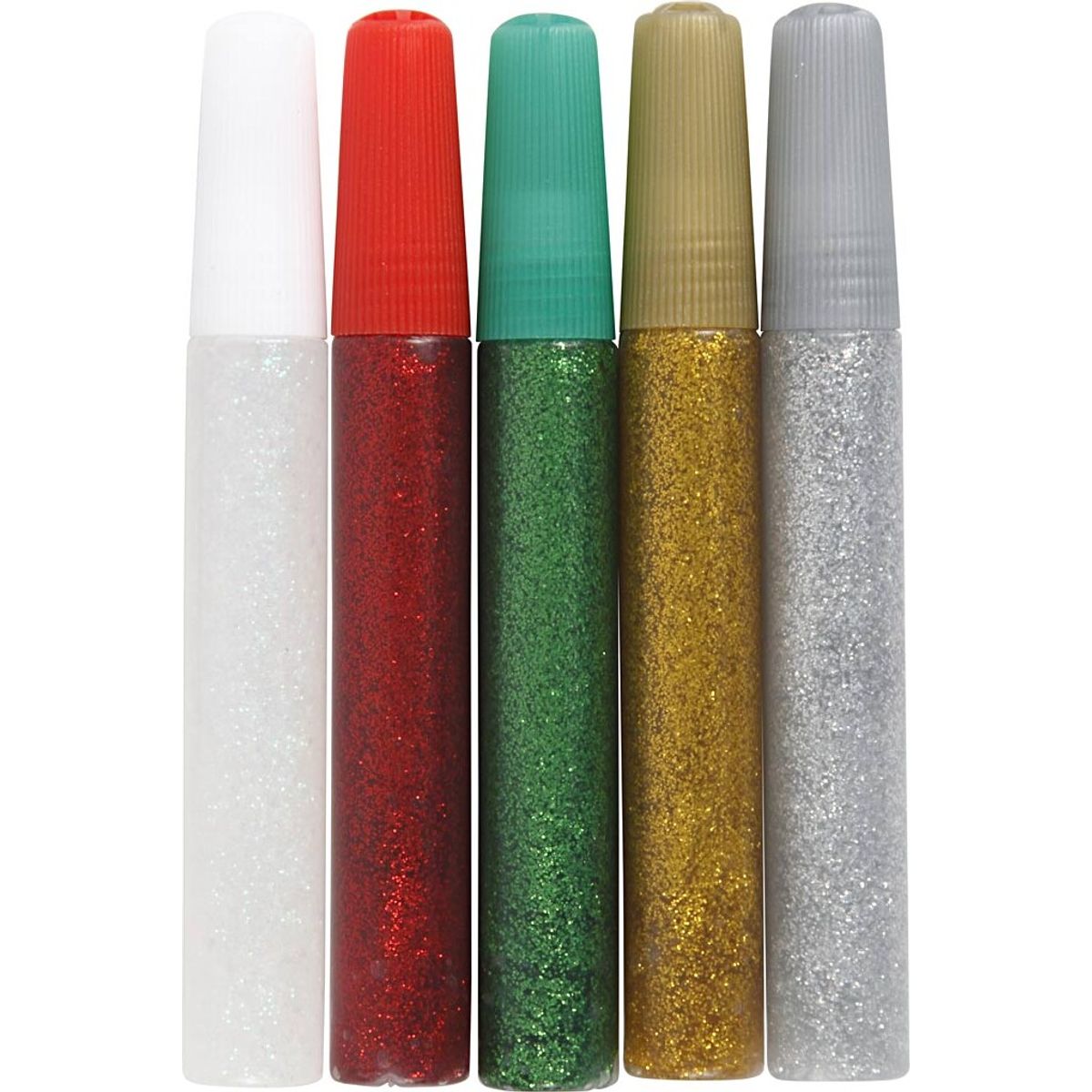 Glitterlim Sæt - 5 Farver - 5x10 Ml