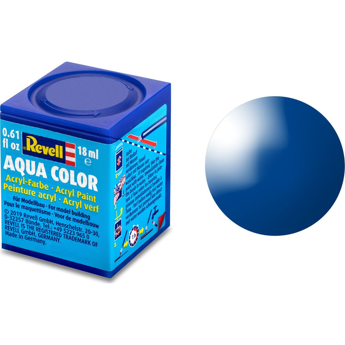 Revell - Maling - Aqua Color Gloss Blue Acrylic - Ral 5005 - 18 Ml - 36152