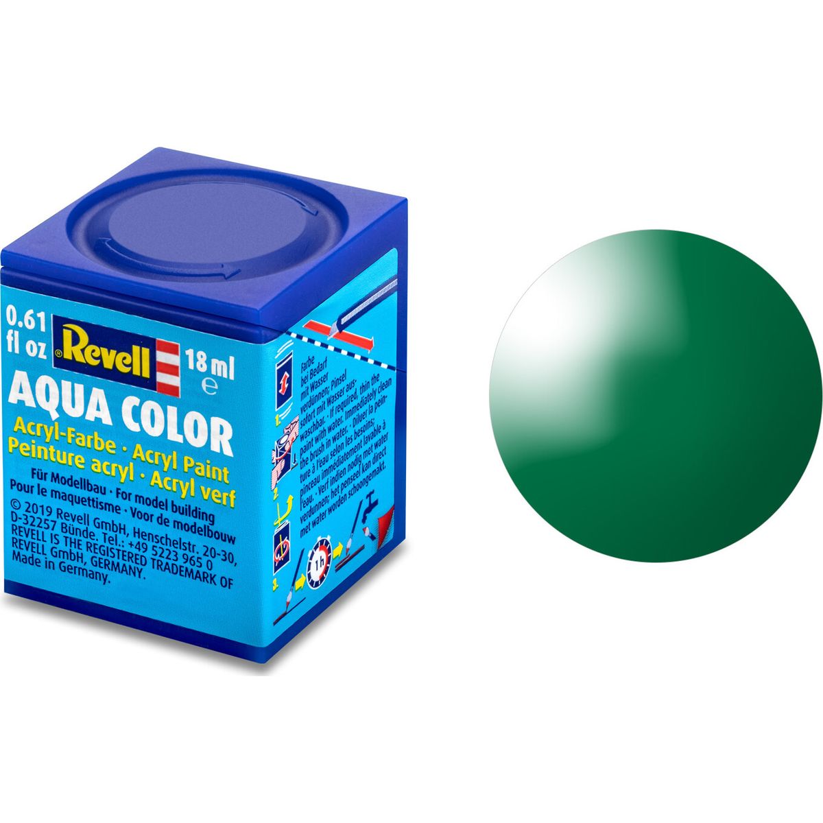 Revell - Maling - Aqua Color Gloss Emerald Green - Ral 6029 - 18 Ml - 36161