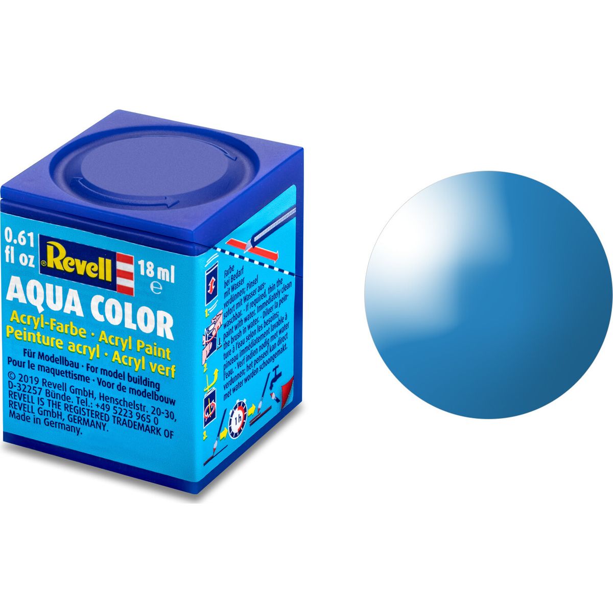 Revell - Maling - Aqua Color Gloss Light Blue - Ral 5012 - 18 Ml - 36150