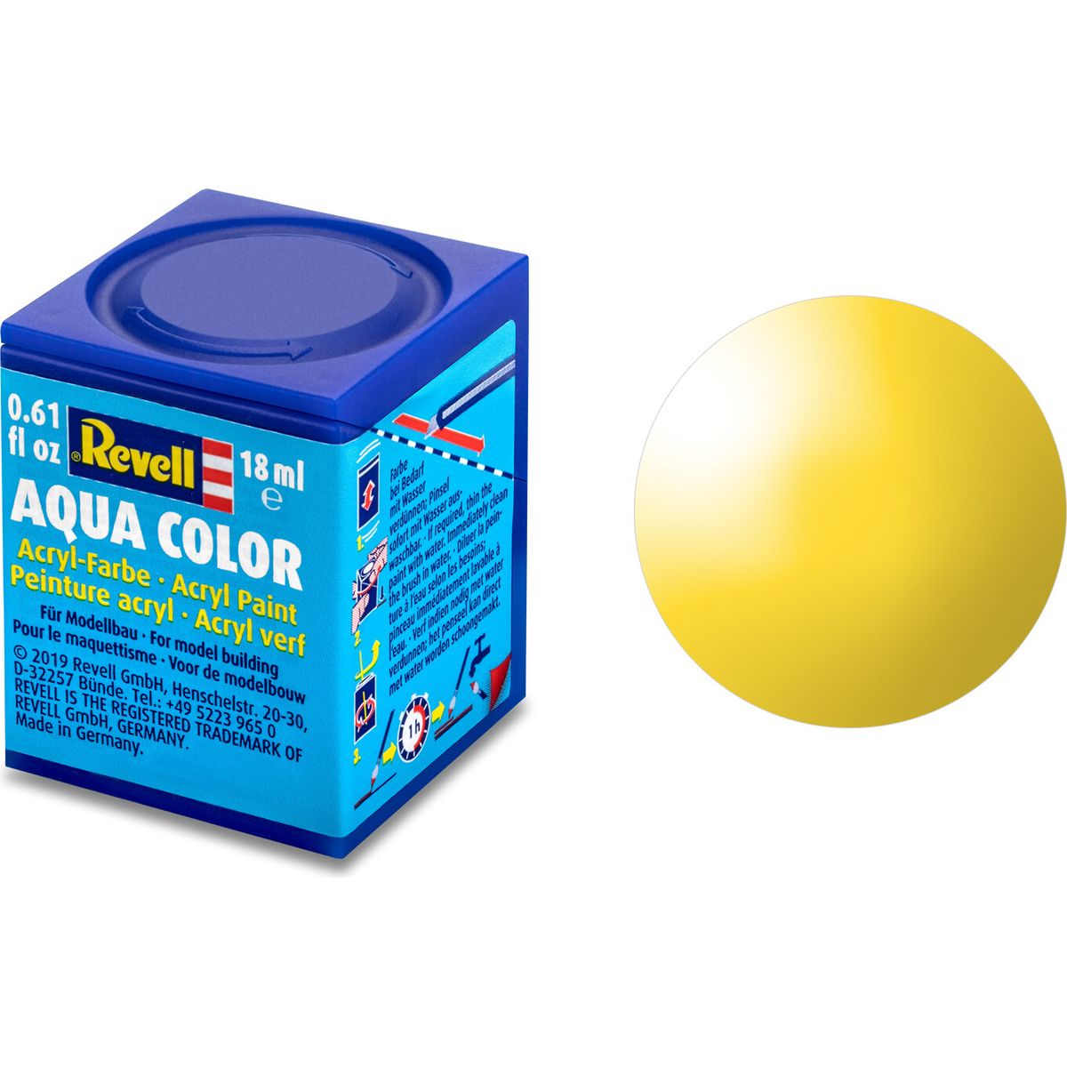 Revell - Maling - Aqua Color Gloss Yellow Acrylic - Ral 1018 - 18 Ml - 36112