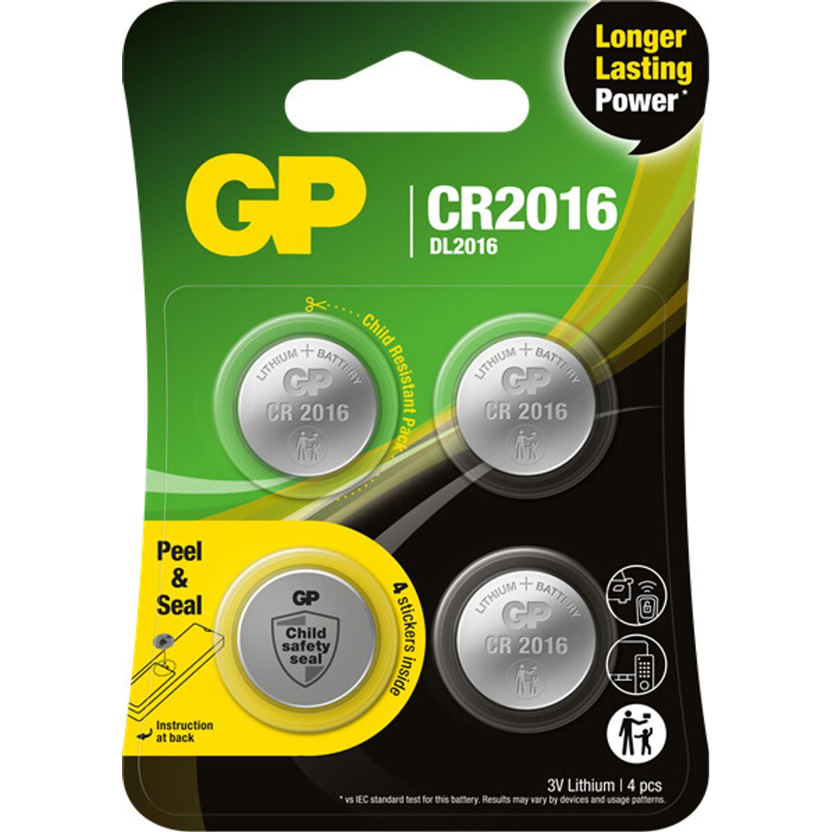 Gp - Lithium Knapcelle Batterier Cr2016 3v - 4 Stk