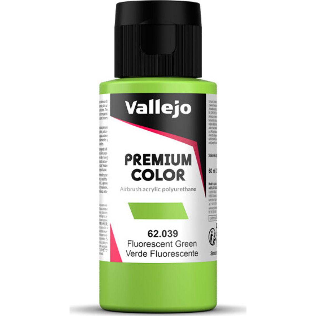 Vallejo - Premium Airbrush Maling - Green Fluorescent 60 Ml