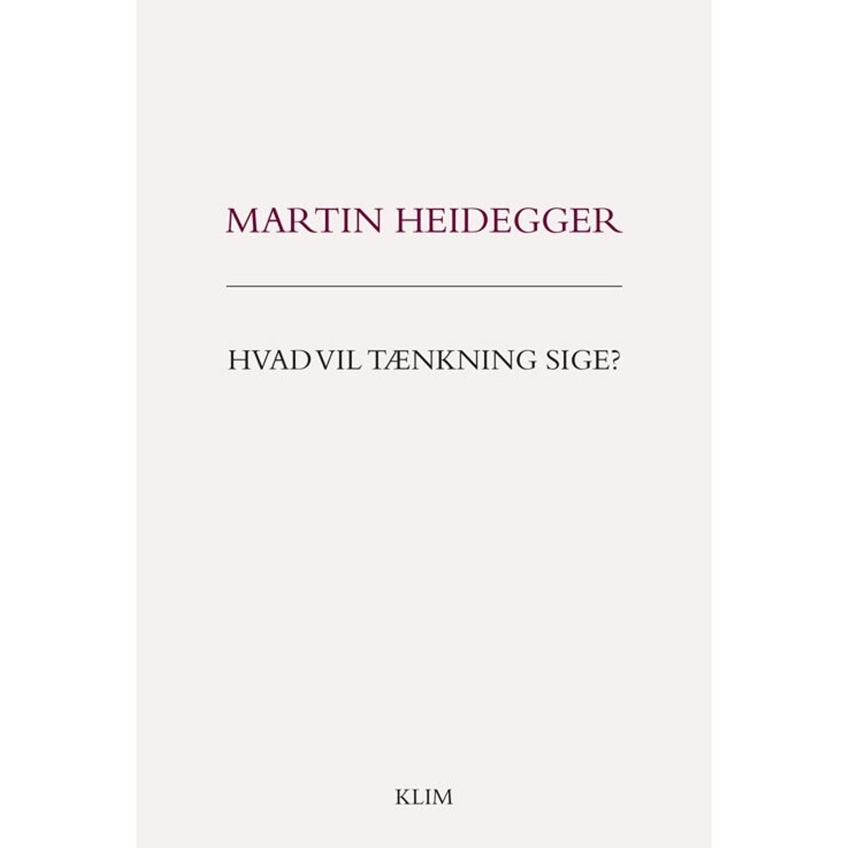 Hvad Vil Tænkning Sige? - Martin Heidegger - Bog