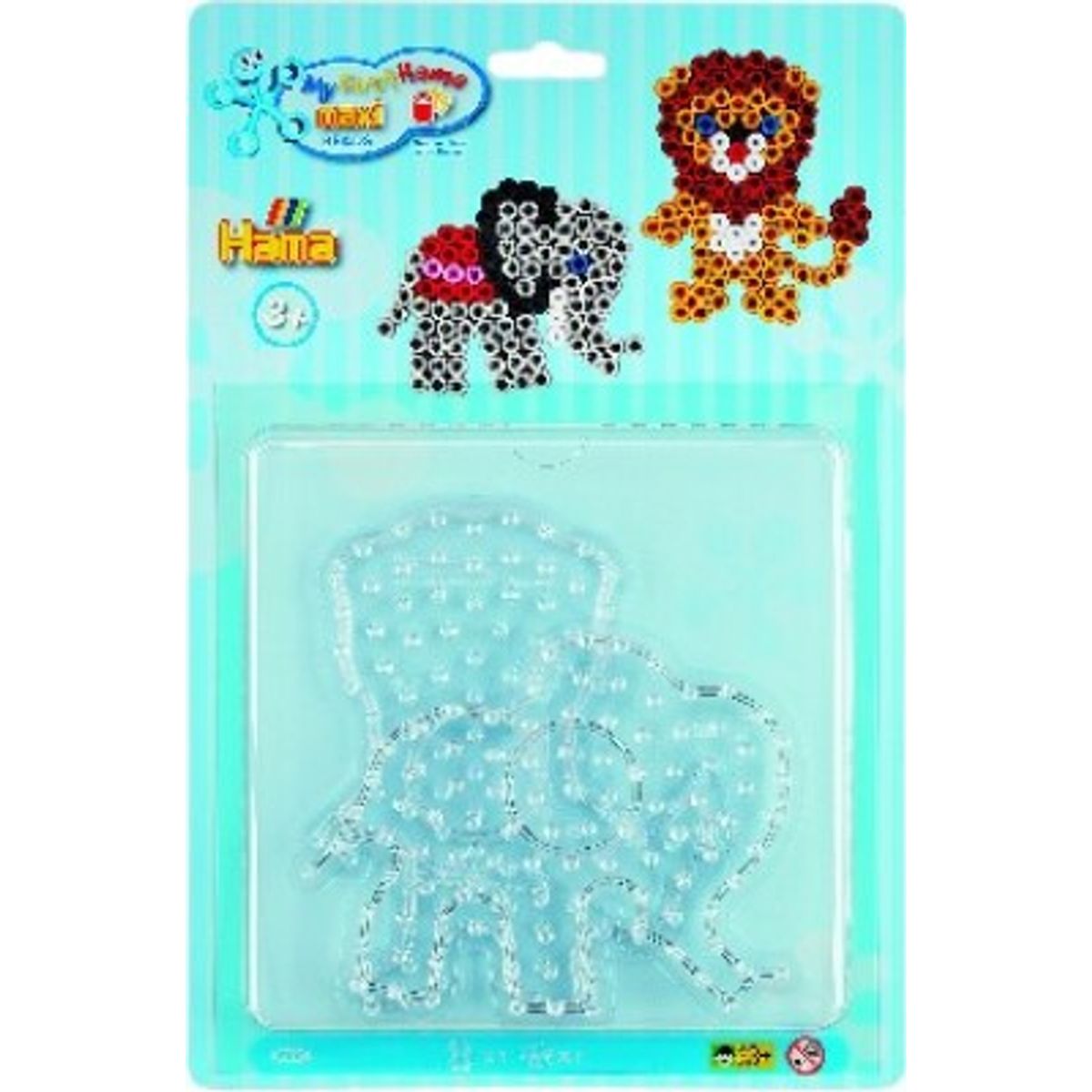 Hama Maxi Perleplader - Lille Elefant Og Løve - Transparent - 8107