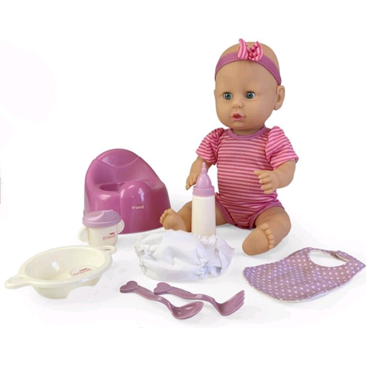 Happy Friend - Baby Dukke Med Tilbehør - Pige - 40 Cm - Maja