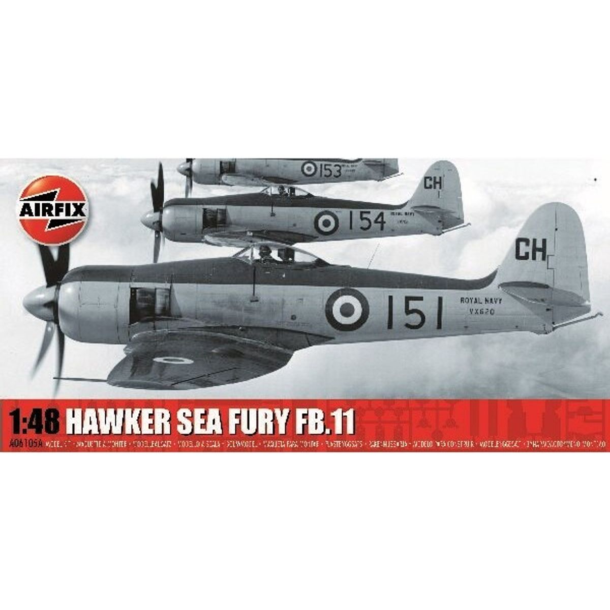 Airfix - Hawker Sea Fury Fb.ii Modelfly Byggesæt - 1:48 - A06105a