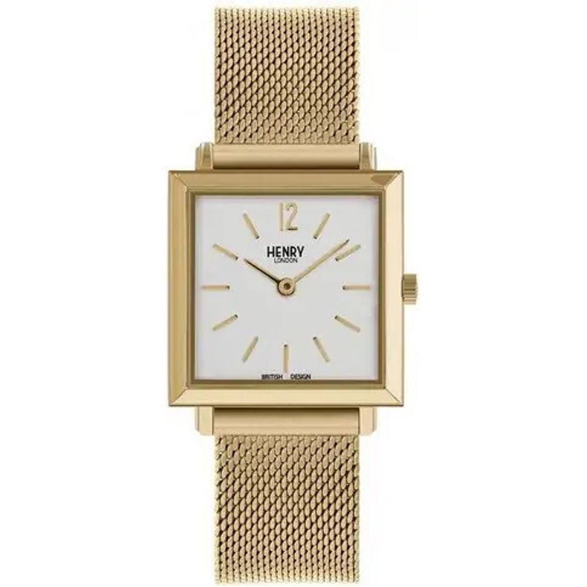 Henry London - Dameur - Hl26-qm-0266 - Firkantet 26 Mm - Stål - Guld Hvid