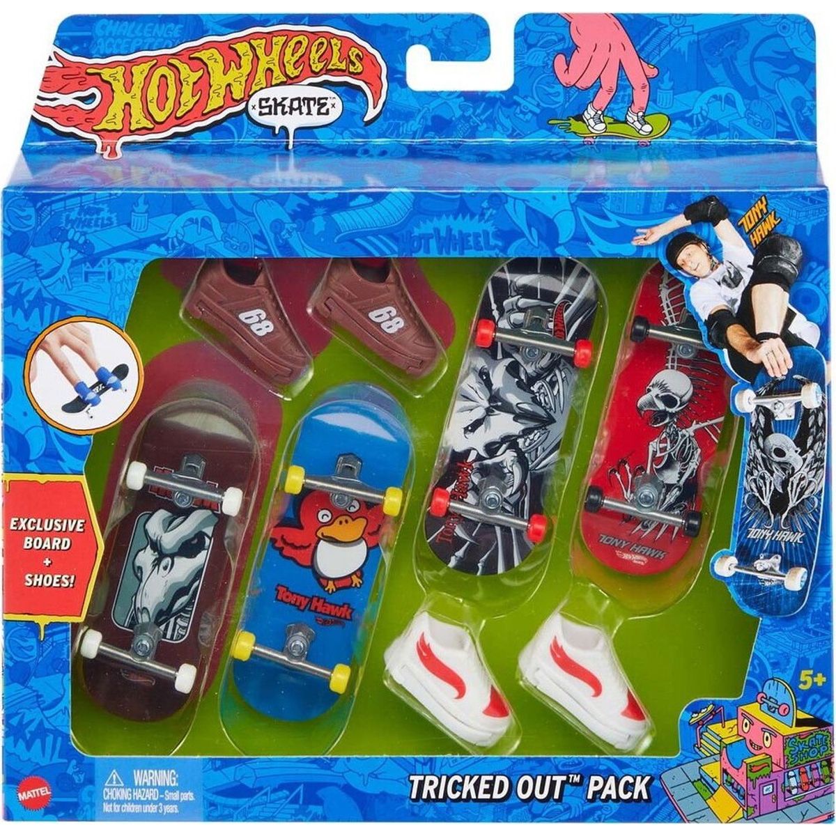 Hot Wheels - Tony Hawk Finger Skateboards 4-pakke (asst)