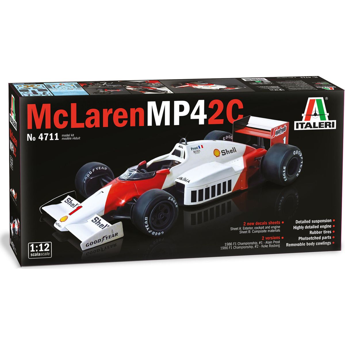 Italeri - Mclaren Prost Rosberg Model Bil Byggesæt - 1:12 - 4711