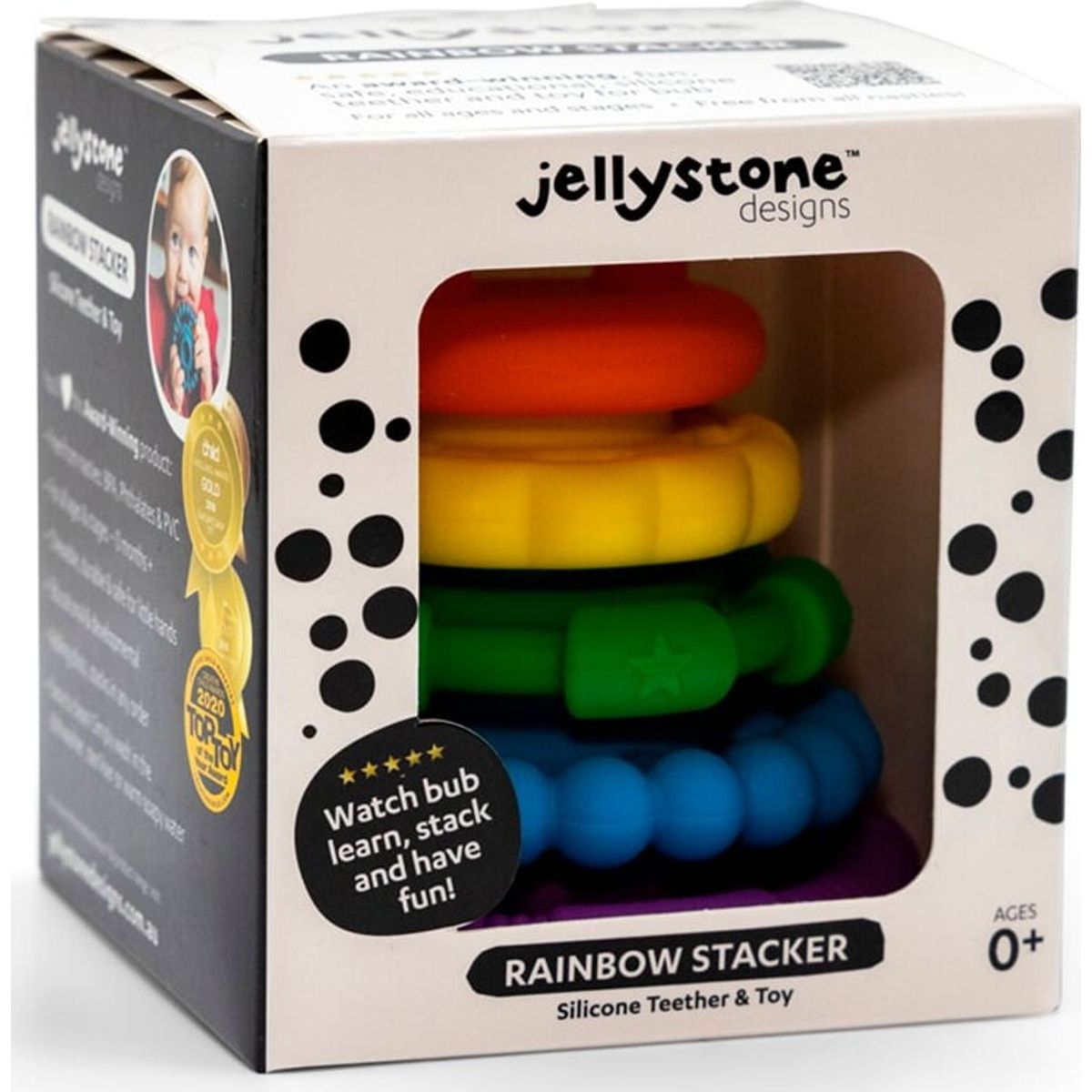 Jellystone Designs - Regnbue Stacker Og Teether - Regnbue