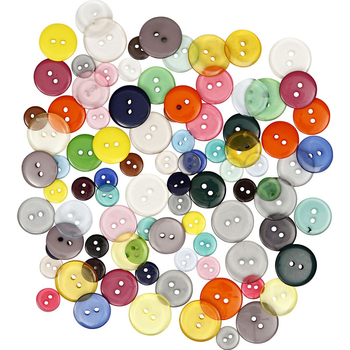 Knappe-mix - ø 12+18+20 Mm - Assorterede Farver - 100 Stk. - 50 G