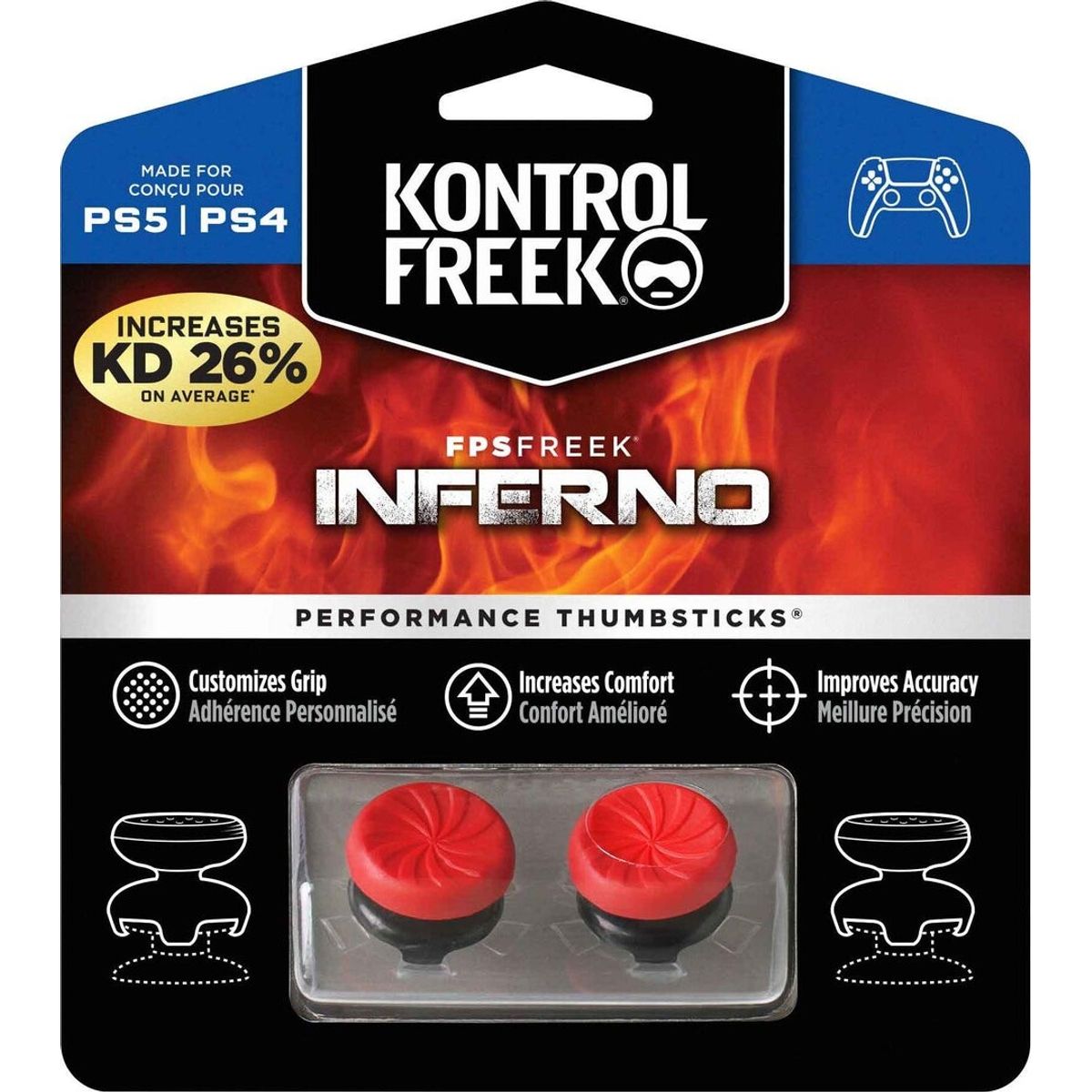 Kontrolfreek - Fps Freek Inferno Thumbsticks Til Ps5 Og Ps4 - Rød