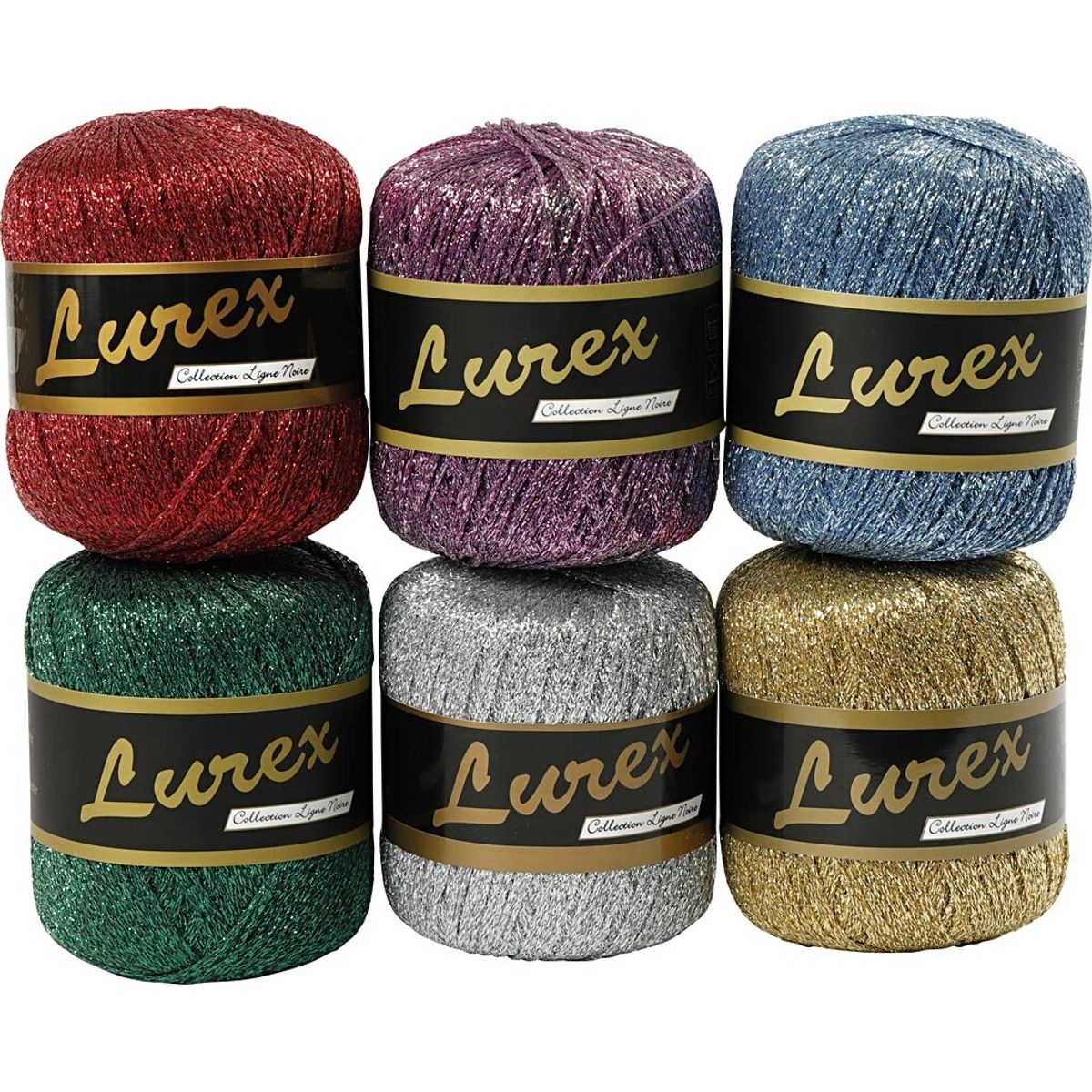 Lurex Garn - L 160 M - Assorterede Farver - 6x25 G