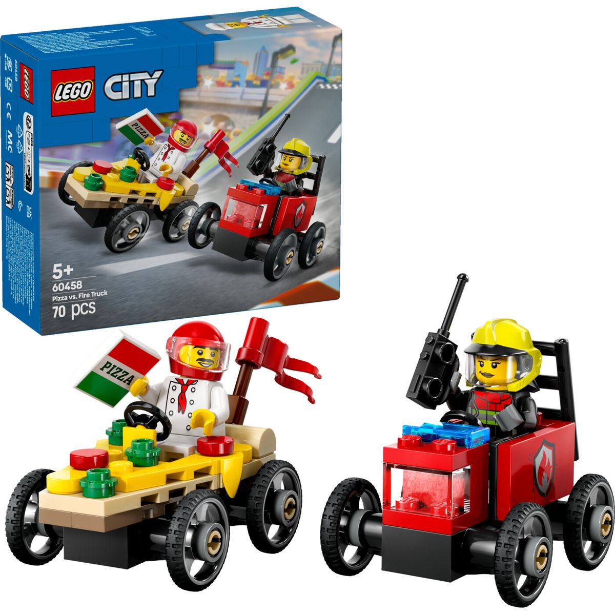 Lego City - Racerbilpakke - Pizzabil Mod Brandbil - 60458