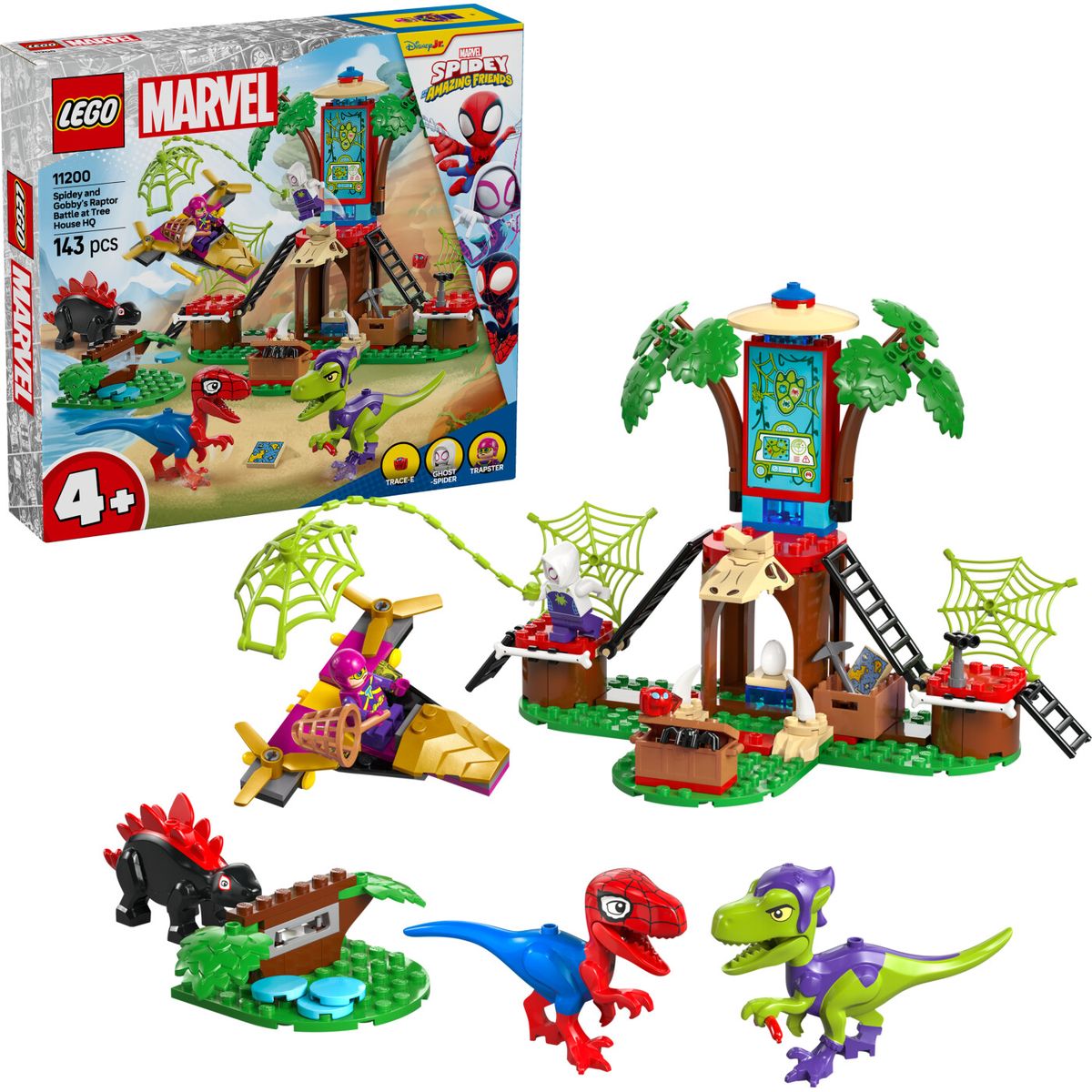 Lego Marvel Spidey - Spidey Og Gobbys Raptorkamp Ved Hovedkvarteret - 11200