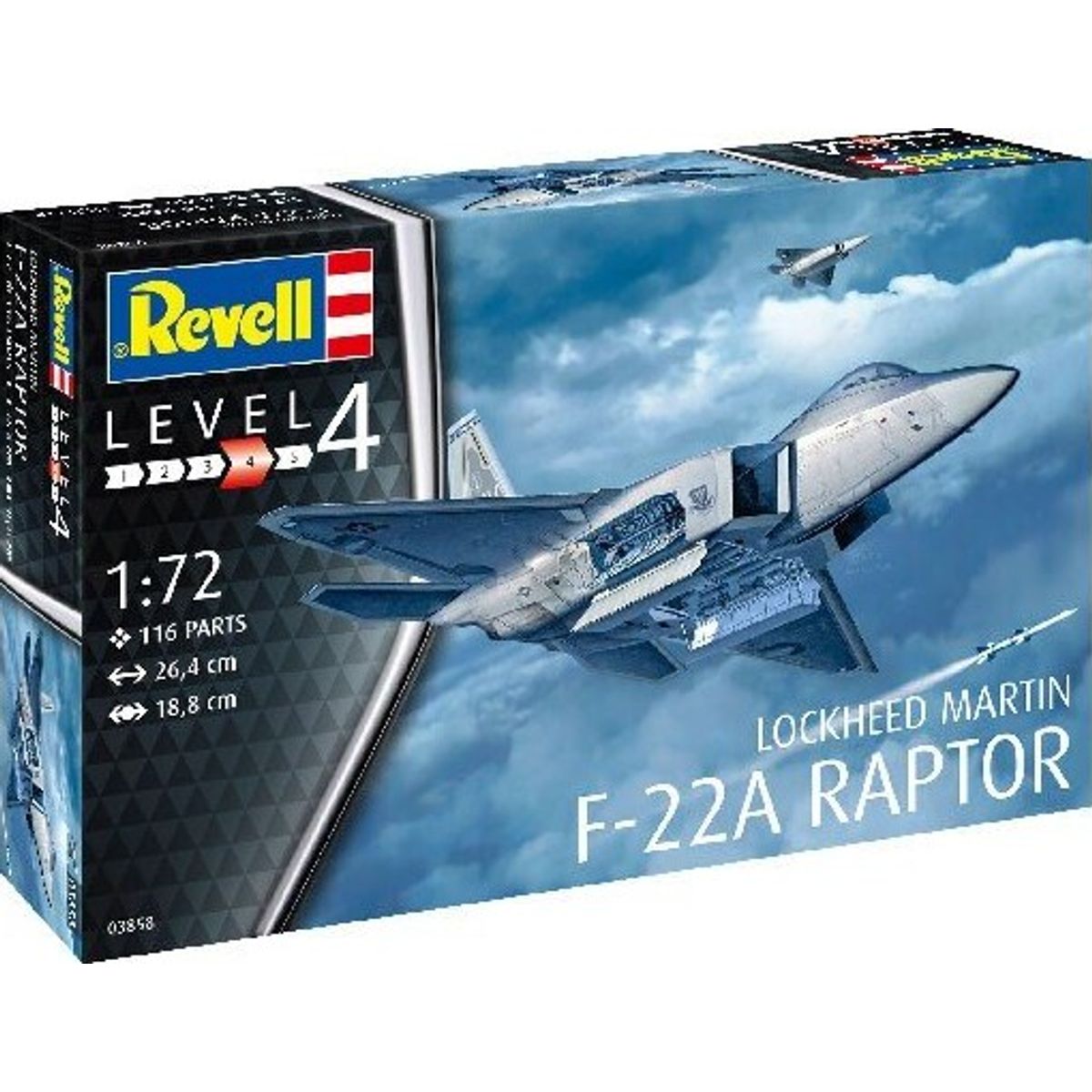 Revell - F-22a Raptor Model Fly Byggesæt - 1:72 - Level 4 - 03858