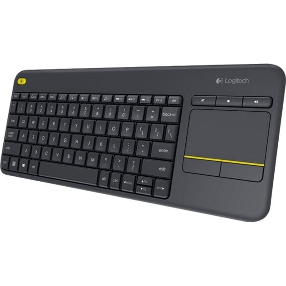 Logitech K400 Plus - Trådløs Tastatur Med Touchpad - Nordisk Layout - Sort